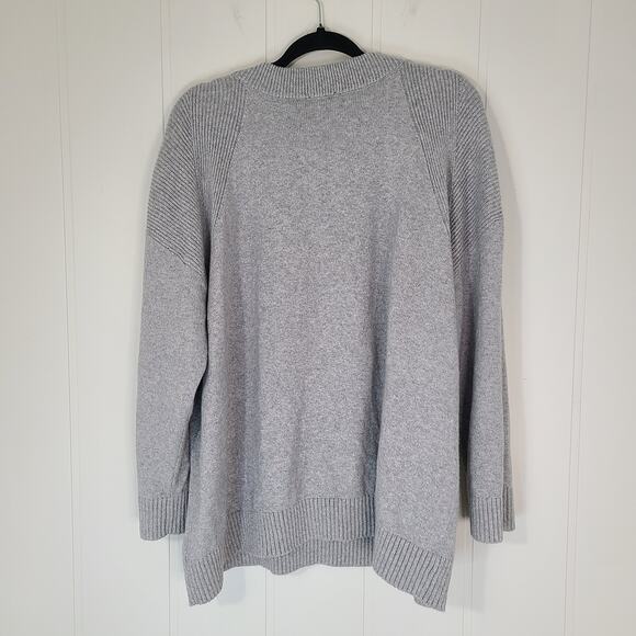 Talbots Snowflake Mock Neck Sweater 3X Gray White Cotton Blend Winter - Picture 2 of 8